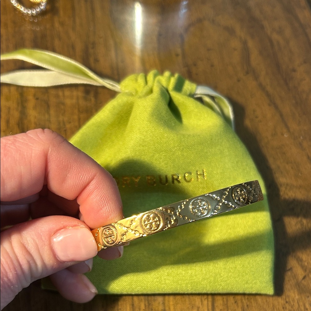 Tory Burch Gold Embossed Bracelet Bangle
